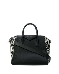 Черная кожаная большая сумка с принтом от Givenchy