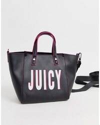 Черная кожаная большая сумка с принтом от Juicy Couture