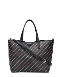 Черная кожаная большая сумка с принтом от Karl Lagerfeld