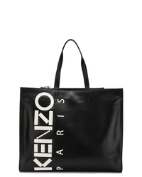 Черная кожаная большая сумка с принтом от Kenzo