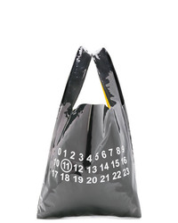 Черная кожаная большая сумка с принтом от Maison Margiela