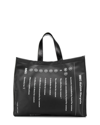 Черная кожаная большая сумка с принтом от MM6 MAISON MARGIELA
