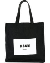 Черная кожаная большая сумка с принтом от MSGM