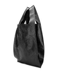 Мужская черная кожаная большая сумка с принтом от Balenciaga