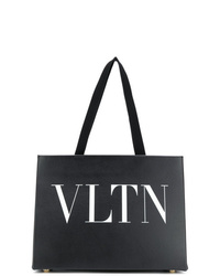 Черная кожаная большая сумка с принтом от Valentino