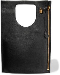 Черная кожаная большая сумка с рельефным рисунком от Tom Ford