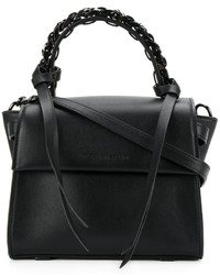 Черная кожаная большая сумка с украшением от Elena Ghisellini