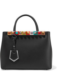 Черная кожаная большая сумка с украшением от Fendi