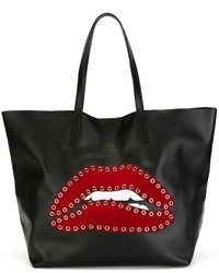 Черная кожаная большая сумка с украшением от RED Valentino
