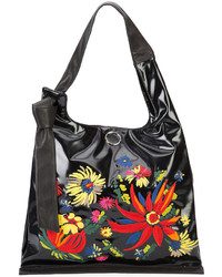 Черная кожаная большая сумка с цветочным принтом от 3.1 Phillip Lim