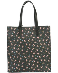 Черная кожаная большая сумка с цветочным принтом от Givenchy