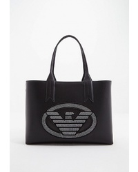 Черная кожаная большая сумка с шипами от Emporio Armani