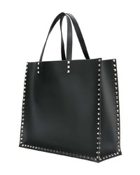 Черная кожаная большая сумка с шипами от Valentino