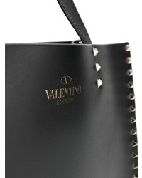 Черная кожаная большая сумка с шипами от Valentino