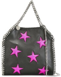Черная кожаная большая сумка со звездами от Stella McCartney