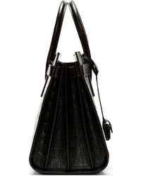 Черная кожаная большая сумка со змеиным рисунком от Saint Laurent