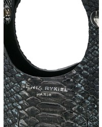 Черная кожаная большая сумка со змеиным рисунком от Sonia Rykiel