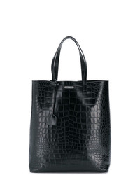 Черная кожаная большая сумка со змеиным рисунком от Saint Laurent