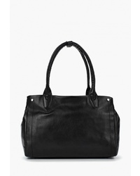 Черная кожаная большая сумка от Afina