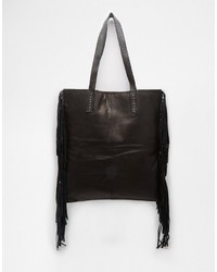 Черная кожаная большая сумка от Becksöndergaard
