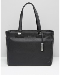 Черная кожаная большая сумка от Calvin Klein