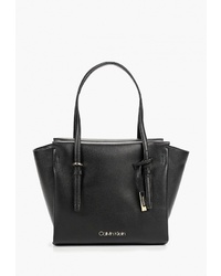 Черная кожаная большая сумка от Calvin Klein