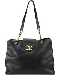 Черная кожаная большая сумка от Chanel