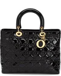 Черная кожаная большая сумка от Christian Dior
