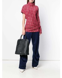 Черная кожаная большая сумка от Jil Sander