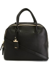 Черная кожаная большая сумка от DKNY