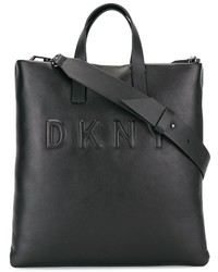 Черная кожаная большая сумка от DKNY