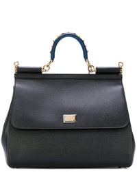Черная кожаная большая сумка от Dolce & Gabbana