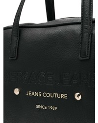 Черная кожаная большая сумка от Versace Jeans