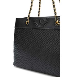 Черная кожаная большая сумка от Tory Burch