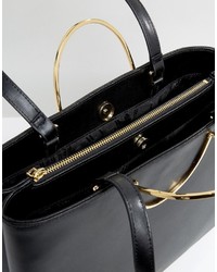 Черная кожаная большая сумка от Ted Baker