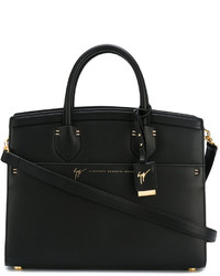 Черная кожаная большая сумка от Giuseppe Zanotti Design