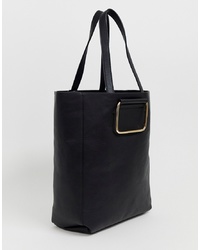 Черная кожаная большая сумка от Glamorous