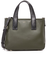 Черная кожаная большая сумка от DKNY