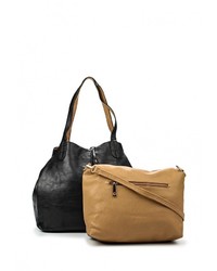 Черная кожаная большая сумка от Johnny