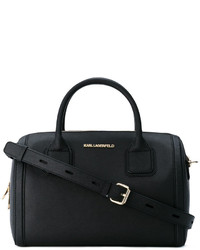 Черная кожаная большая сумка от Karl Lagerfeld