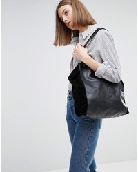 Черная кожаная большая сумка от Warehouse