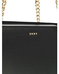 Черная кожаная большая сумка от DKNY