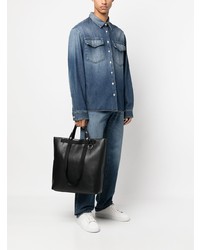 Мужская черная кожаная большая сумка от Calvin Klein Jeans
