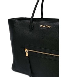 Черная кожаная большая сумка от Miu Miu