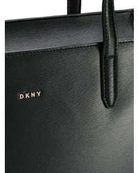 Черная кожаная большая сумка от DKNY