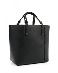 Черная кожаная большая сумка от Mango