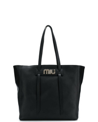 Черная кожаная большая сумка от Miu Miu