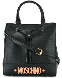 Черная кожаная большая сумка от Moschino