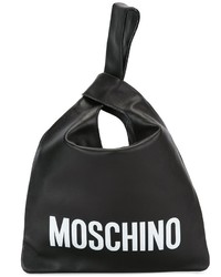 Черная кожаная большая сумка от Moschino