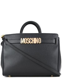 Черная кожаная большая сумка от Moschino